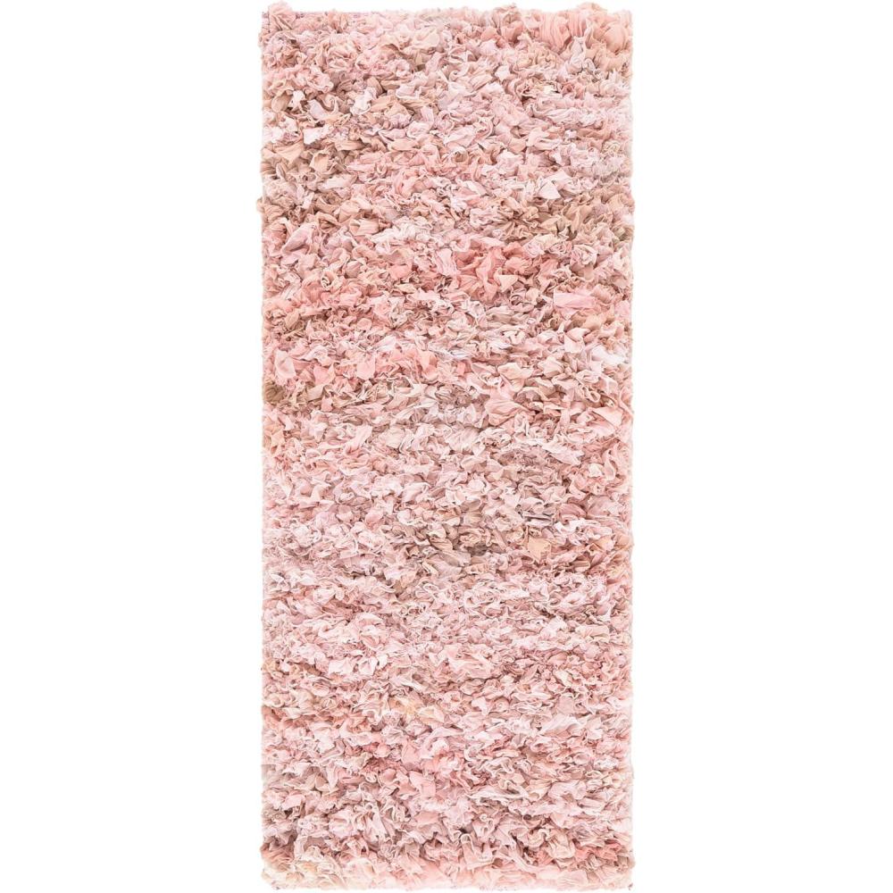 image:imageSAFAVIEH Rio Shag Collection Area Rug 5 x 8 Green amp Multi Handmade Decorative 35inch Thick Ideal for High Traffic Areas in Living Room Bedroom SG951ALight Pink