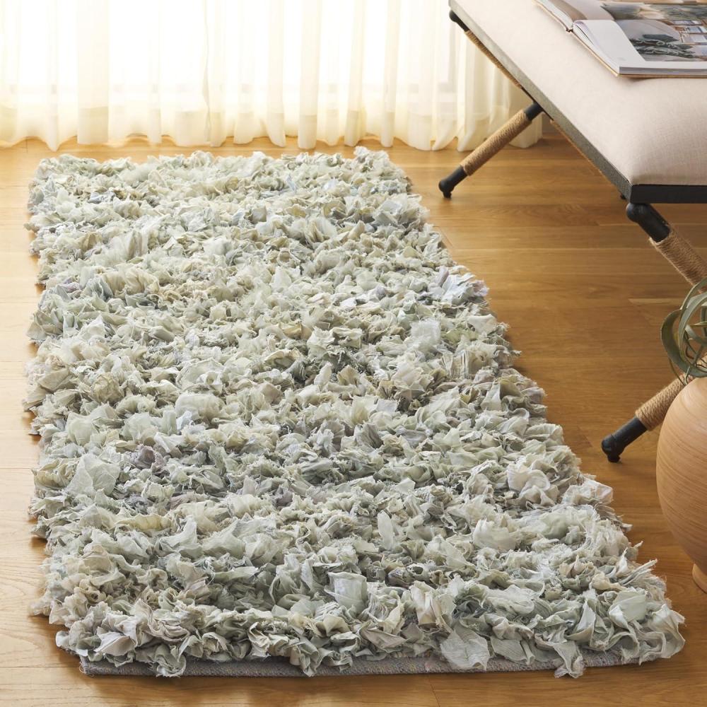 image:imageSAFAVIEH Rio Shag Collection Area Rug 5 x 8 Green amp Multi Handmade Decorative 35inch Thick Ideal for High Traffic Areas in Living Room Bedroom SG951ALight Green