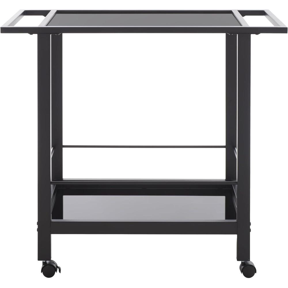 image:imageSafavieh Home Collection Gaelle Matte GoldBlack 2Tier Bar Cart with HandleMatte BlackBlack