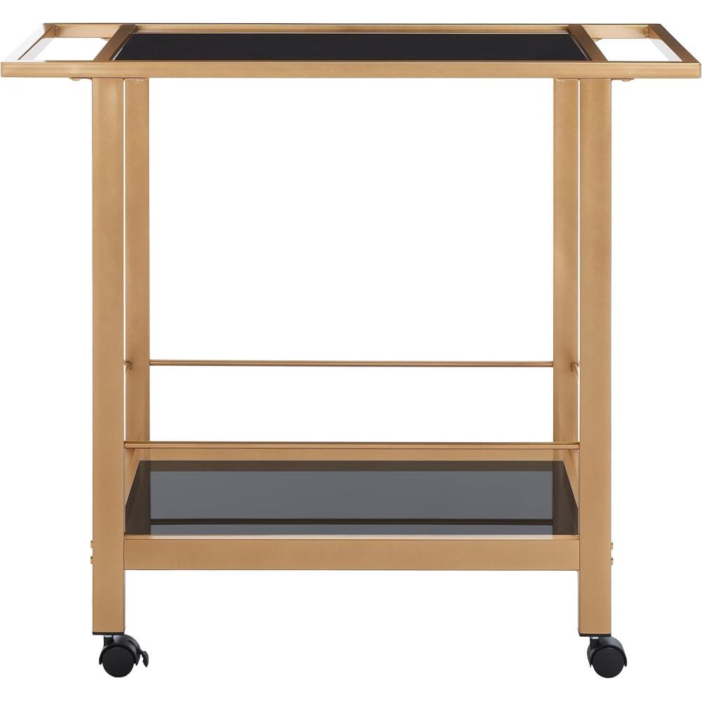 image:imageSafavieh Home Collection Gaelle Matte GoldBlack 2Tier Bar Cart with HandleMatte GoldBlack