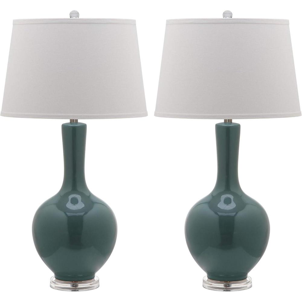 image:imageSafavieh Lighting Collection Blanche Gourd Teal and White Table Lamp Set of 2Teal  Set of 2
