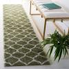 SAFAVIEH Area Rug 8×10 – Tahoe Shag Collection – Large – Silver & White, Trellis Pattern, Non-Shedding & Easy Cleaning, Plush Thick Pile, Ideal for Living Room, Bedroom, Dining Space (THO677G)(Sage/White)