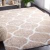SAFAVIEH Area Rug 8×10 – Tahoe Shag Collection – Large – Silver & White, Trellis Pattern, Non-Shedding & Easy Cleaning, Plush Thick Pile, Ideal for Living Room, Bedroom, Dining Space (THO677G)(Beige/White)