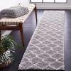 SAFAVIEH Area Rug 8×10 – Tahoe Shag Collection – Large – Silver & White, Trellis Pattern, Non-Shedding & Easy Cleaning, Plush Thick Pile, Ideal for Living Room, Bedroom, Dining Space (THO677G)(Grey/White)