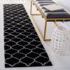SAFAVIEH Area Rug 8×10 – Tahoe Shag Collection – Large – Silver & White, Trellis Pattern, Non-Shedding & Easy Cleaning, Plush Thick Pile, Ideal for Living Room, Bedroom, Dining Space (THO677G)(Black/White)