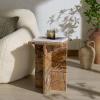 SAFAVIEH Couture Collection – Adriano Brown & Beige Marble Square Accent Table, Fully Assembled Stone Side Table (SFV5767A)(Brown/Beige)