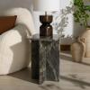 SAFAVIEH Couture Collection – Adriano Brown & Beige Marble Square Accent Table, Fully Assembled Stone Side Table (SFV5767A)(Green/Brown)