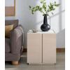 SAFAVIEH Couture Collection – Alanabella Blonde Oak & White Marble Accent Table, Modern Square Side Table, Fully Assembled (SFV5551A)(Sand/White)
