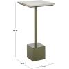 SAFAVIEH Couture Collection – Albertelli Olive Green Iron Accent Table, Compact Drink Table, Marble Top Pedestal Design (SFV6807A)(Olive Green/White)