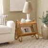 SAFAVIEH Couture Collection – Bayard Natural Rattan Accent Table, Side Table with Magazine Holder, Tropical Coastal Design, Fully Assembled (CWK3017A)(Natural)