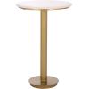 SAFAVIEH Couture Collection – Branxton Brass & Marble Accent Table, Tall Round Side Table, Modern Pedestal Design (SFV7917A)(Brass/White)