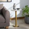 SAFAVIEH Couture Collection – Branxton Brass & Marble Accent Table, Tall Round Side Table, Modern Pedestal Design (SFV7917A)(Brass/White)