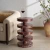 SAFAVIEH Couture Collection – Danny Green & Brown Stacked Round Marble Accent Table, Fully Assembled (SFV5766B)(Red/White)
