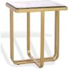 SAFAVIEH Couture Collection – Dominic Brass Stainless Steel Accent Table, Sculptural Modern Side Table, Cast Glass Top, Fully Assembled (SFV7919A)(Brass/Clear)
