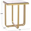 SAFAVIEH Couture Collection – Dominic Brass Stainless Steel Accent Table, Sculptural Modern Side Table, Cast Glass Top, Fully Assembled (SFV7919A)(Brass/Clear)