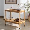 SAFAVIEH Couture Collection – Donna Brielle Natural Brown Bar Cart, 2-Shelf Rolling Serving Cart with Black Rail Detail, Modern Design (SFV4248A)(Natural)