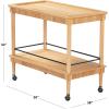 SAFAVIEH Couture Collection – Donna Brielle Natural Brown Bar Cart, 2-Shelf Rolling Serving Cart with Black Rail Detail, Modern Design (SFV4248A)(Natural)