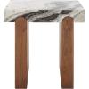 SAFAVIEH Couture Collection – Ellebeth Walnut Solid Wood Accent Table, Sculptural Square Side Table, Hazel Marble Top (SFV9736A)(Hazel/Walnut)