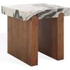 SAFAVIEH Couture Collection – Ellebeth Walnut Solid Wood Accent Table, Sculptural Square Side Table, Hazel Marble Top (SFV9736A)(Hazel/Walnut)