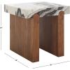 SAFAVIEH Couture Collection – Ellebeth Walnut Solid Wood Accent Table, Sculptural Square Side Table, Hazel Marble Top (SFV9736A)(Hazel/Walnut)