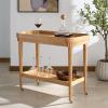 SAFAVIEH Couture Collection – Felicia Briana Natural Brown Bar Cart, 2-Shelf Serving Cart on Wheels (SFV4247A)(Natural)