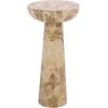 SAFAVIEH Couture Collection – Glendale Beige Round Marble Accent Table, Stone Pedestal Side Table, Modern Sculptural Design (SFV9766B)(Beige)
