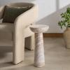 SAFAVIEH Couture Collection – Glendale Beige Round Marble Accent Table, Stone Pedestal Side Table, Modern Sculptural Design (SFV9766B)(White/Brown)