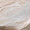 SAFAVIEH Couture Collection – Glendale Beige Round Marble Accent Table, Stone Pedestal Side Table, Modern Sculptural Design (SFV9766B)(White/Brown)