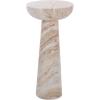 SAFAVIEH Couture Collection – Glendale Beige Round Marble Accent Table, Stone Pedestal Side Table, Modern Sculptural Design (SFV9766B)(White/Brown)