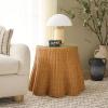 SAFAVIEH Couture Collection – Hylda Natural Rattan Accent Table, Round Shape, Glass Top Design, Fully Assembled (CWK3011A)(Natural)