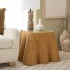 SAFAVIEH Couture Collection – Hylda Natural Rattan Accent Table, Square Design with Glass Top, Boho Coastal Style, Fully Assembled (CWK3010A)(Natural)