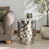 SAFAVIEH Couture Collection – Janalee Chrome Hammered Steel Accent Table, Round Side Table, Sculptural Modern Design, Fully Assembled (SFV7912A)(Charcoal)