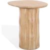 SAFAVIEH Couture Collection – Jenna Mira Travertine Top Accent Table, Modern Style, Sculptural Wood Base, Fully Assembled (SFV5780A)(Natural/Travertine)
