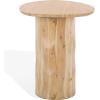 SAFAVIEH Couture Collection – Jenna Mira Travertine Top Accent Table, Modern Style, Sculptural Wood Base, Fully Assembled (SFV5780A)(Natural/Travertine)