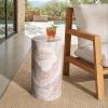 SAFAVIEH Couture Collection – Leah Bryanna White & Brown Marble Accent Table, Round Drink Table, Sculptural Pedestal Design (SFV9750B)(White/Brown)