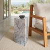 SAFAVIEH Couture Collection – Leah Bryanna White & Brown Marble Accent Table, Triangle Top Drink Table, Sculptural Pedestal Design (SFV9751B)(White)