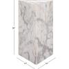 SAFAVIEH Couture Collection – Leah Bryanna White & Brown Marble Accent Table, Triangle Top Drink Table, Sculptural Pedestal Design (SFV9751B)(White)