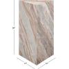 SAFAVIEH Couture Collection – Leah Bryanna White & Brown Marble Accent Table, Triangle Top Drink Table, Sculptural Pedestal Design (SFV9751B)(White/Brown)
