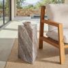 SAFAVIEH Couture Collection – Leah Bryanna White & Brown Marble Accent Table, Triangle Top Drink Table, Sculptural Pedestal Design (SFV9751B)(White/Brown)