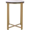 SAFAVIEH Couture Collection – Levitt Cast Glass Top Accent Table, Sculptural Modern Side Table, Brass Finish Base, Fully Assembled (SFV7916A)(Brass/Clear)