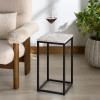 SAFAVIEH Couture Collection – Macklyn Square Light Brown Marble Top Accent Table, Black Metal Frame Design, Fully Assembled (SFV5768A)(Light Brown/Black)