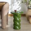 SAFAVIEH Couture Collection – Noelly Olive Green Concrete Accent Table, Contemporary Swirl Pedestal Side Table, High Gloss Finish, Fully Assembled (SFV2621C)(Olive Green)