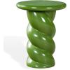 SAFAVIEH Couture Collection – Noelly Olive Green Concrete Accent Table, Contemporary Swirl Pedestal Side Table, High Gloss Finish, Fully Assembled (SFV2621C)(Olive Green)