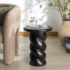 SAFAVIEH Couture Collection – Noelly Olive Green Concrete Accent Table, Contemporary Swirl Pedestal Side Table, High Gloss Finish, Fully Assembled (SFV2621C)(Black)