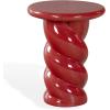 SAFAVIEH Couture Collection – Noelly Olive Green Concrete Accent Table, Contemporary Swirl Pedestal Side Table, High Gloss Finish, Fully Assembled (SFV2621C)(Red)