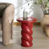 SAFAVIEH Couture Collection – Noelly Olive Green Concrete Accent Table, Contemporary Swirl Pedestal Side Table, High Gloss Finish, Fully Assembled (SFV2621C)(Red)