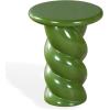 SAFAVIEH Couture Collection – Noelly Olive Green Concrete Accent Table, Contemporary Swirl Pedestal Side Table, High Gloss Finish, Fully Assembled (SFV2621C)(Olive Green)