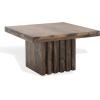 SAFAVIEH Couture Collection – Olivia Black Square Travertine Accent Table, Sculptural Pedestal Display Table (SFV9702C)(Brown)