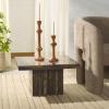 SAFAVIEH Couture Collection – Olivia Black Square Travertine Accent Table, Sculptural Pedestal Display Table (SFV9702C)(Brown)