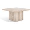 SAFAVIEH Couture Collection – Olivia Black Square Travertine Accent Table, Sculptural Pedestal Display Table (SFV9702C)(Off White)